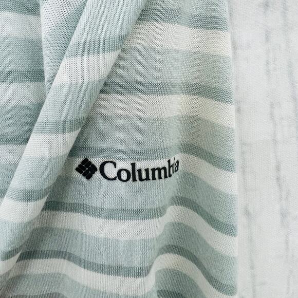 Columbia MEDIUM Henley Tee Shirt womens gray striped sheer 3/4 sleeve - Picture 5 of 9